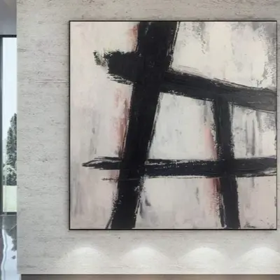 Oversized Artwork Black And White Canvas Art Art Painting Abstract Contemporary Art Palette Knife Art Wall Art Original Livin...