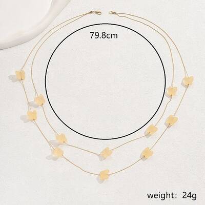 Elegant Stainless Steel Multi-Layer Butterfly Necklace for Women's Party