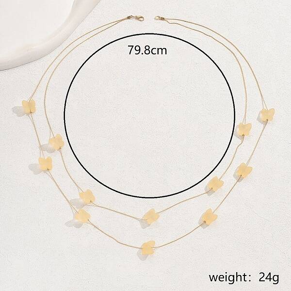 Elegant Stainless Steel Multi-Layer Butterfly Necklace for Women's Party