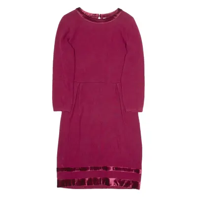 MONSOON Womens A-Line Dress Maroon Long Sleeve Knee Length UK 10