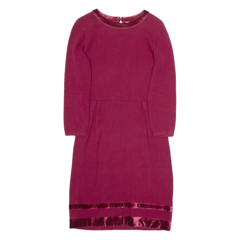 MONSOON Womens A-Line Dress Maroon Long Sleeve Knee Length UK 10