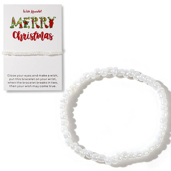 Christmas Theme Glass Seed Beads Stretch Bracelets
