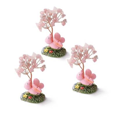 Natural Rose Quartz Chips & Resin Pedestal Display Decorations