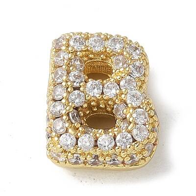 Brass Micro Pave Cubic Zirconia Beads