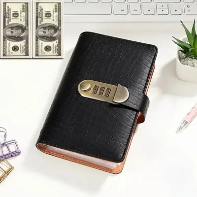A6 Savings Notebook with Lock, 1 Count Small Financial Management Book, Cash Notebook, Suitable for Storing Money and Importa...