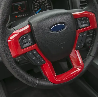 For Ford F150 2015-2020 Red Steering Wheel Cover Trim ABS Material High-Quality UV Protection Car Interior Decor Accessories ...