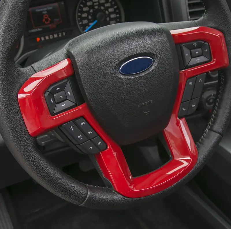 For Ford F150 2015-2020 Red Steering Wheel Cover Trim ABS Material High-Quality UV Protection Car Interior Decor Accessories ...
