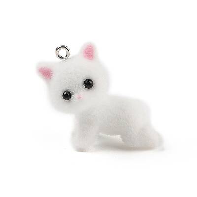 Flocking Resin Cute Kitten Pendants