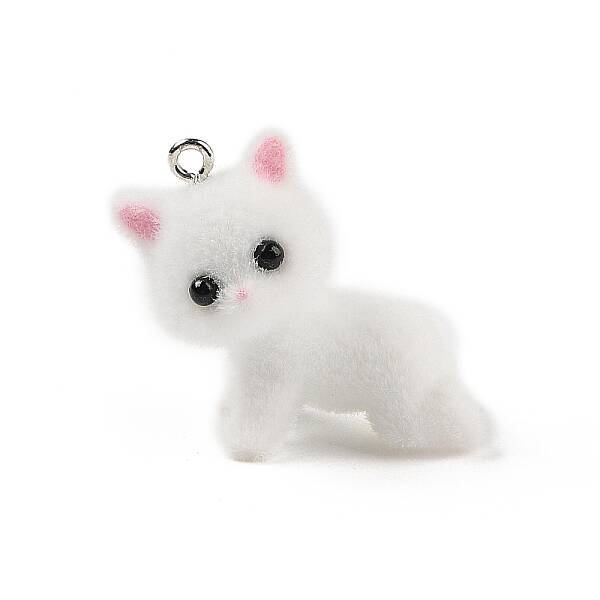 Flocking Resin Cute Kitten Pendants