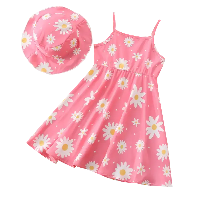 Summer Girls' Floral Print Dress Children's Casual Dress Spring Summer Trendy Hot-Selling Little Girls' Fashionable Versatile...