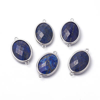 Platinum Tone Brass Lapis Lazuli Links connectors