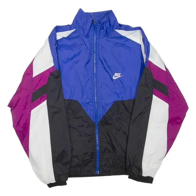 NIKE Womens Track Jacket Blue Colourblock L