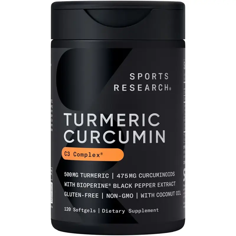 Sports Research Turmeric Curcumin C3 Complex - Softgels with Bioperine Black Pepper Extract & Organic Coconut Oil, Standardiz...