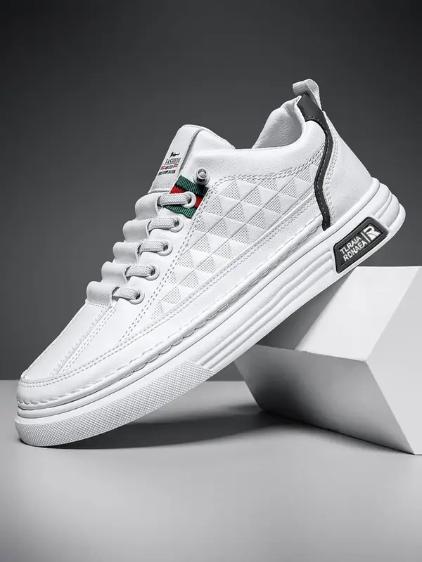 Men's Casual Low Top Lace Up Skate Sneakers As Gift, Fall 2025 New Trendy Fashionable Pu Leather Comfortable Sports Shoes, Ma...