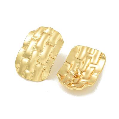 Texture Oval 304 Stainless Steel Stud Earrings for Women