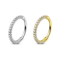 Oufer 20G Triple Sided CZ Gems Hinged Segment Nose Hoop Ring - 316L Stainless Steel