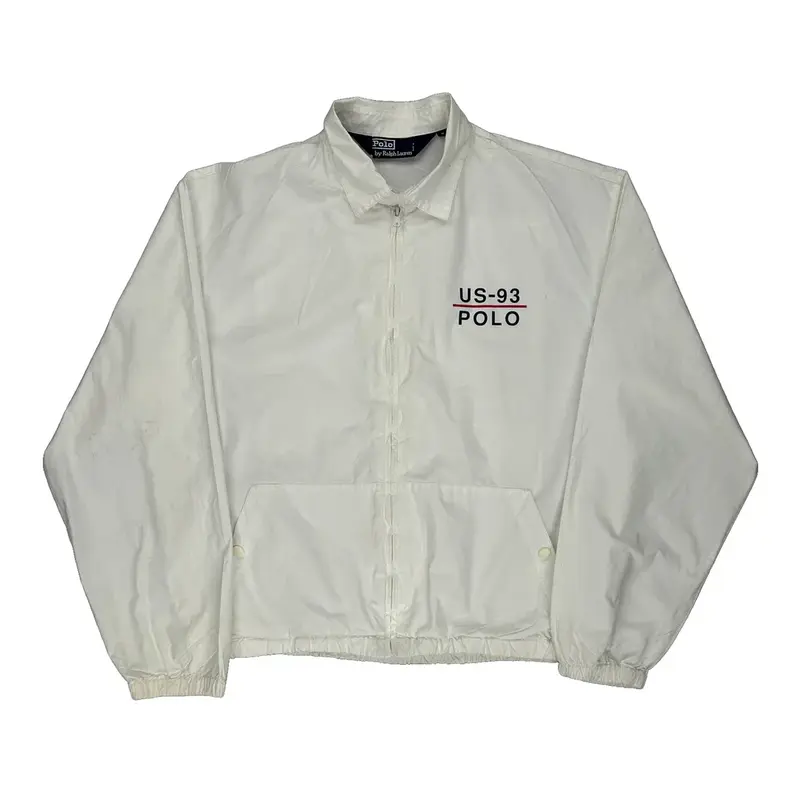 Rl-93 Polo By Ralph Lauren Graphic Jacket - Medium White Cotton