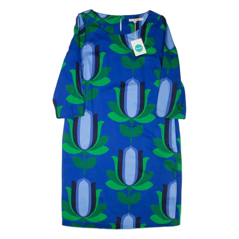 BODEN Womens Day Dress Blue Floral Knee Length UK 12