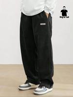 Men's Plus Size Letter Patched Drawstring Waist Corduroy Sweatpants, Men's Sweatpants, Sweatpants for Men, Casual Unique Pock...