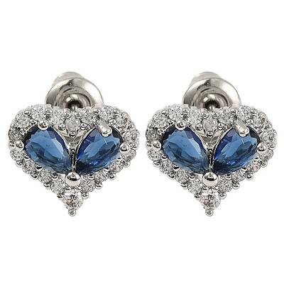 Cubic Zirconia Heart Stud Earrings