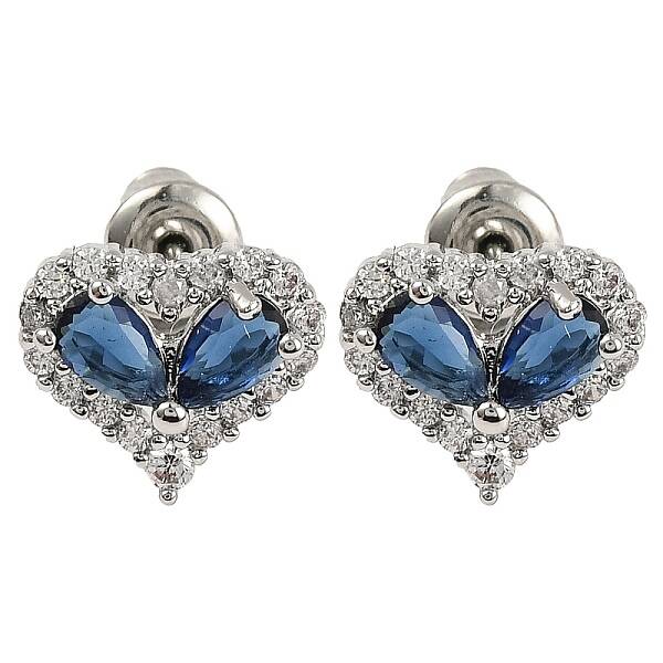 Cubic Zirconia Heart Stud Earrings