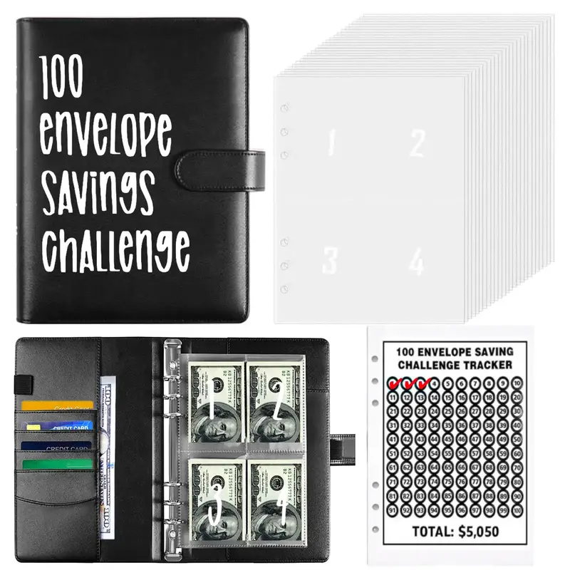 100 Envelopes Money Saving Challenge, Easy and Fun Way to Save $5,050, A5 Budget Binder Savings Challenge Book, Savings Chall...