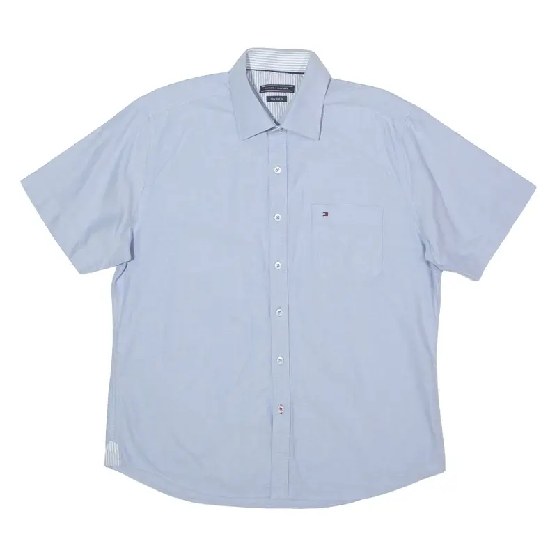 TOMMY HILFIGER New York Fit Mens Plain Shirt Blue L