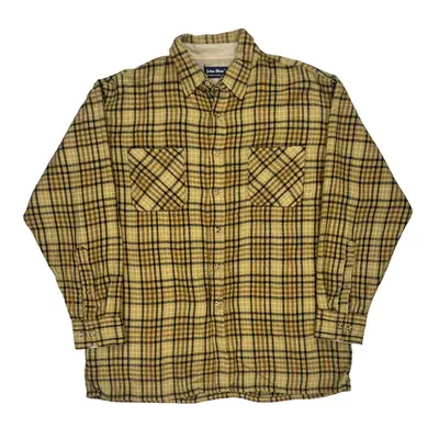 John Blair Checked Flannel Shirt - XL Yellow Cotton