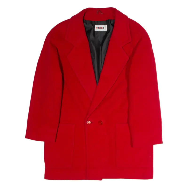 RODIER Womens Overcoat Coat Red Wool 90s L