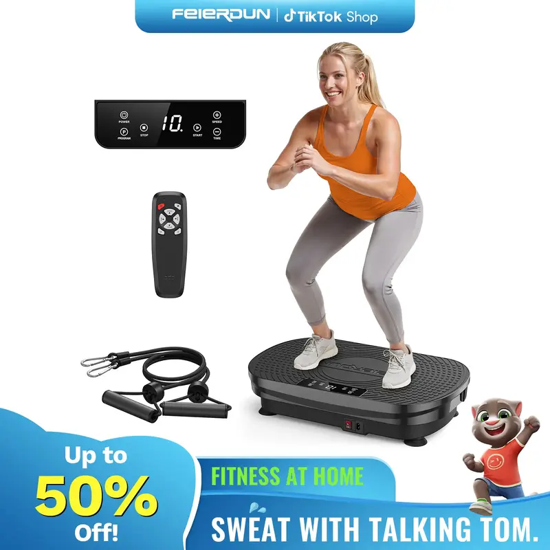 FEIERDUN Vibration Plate Machine-340/350 lbs Capacity Lymphatic Drainage Machine, Plus & Pro Max Version-Adjustable Speed Pla...