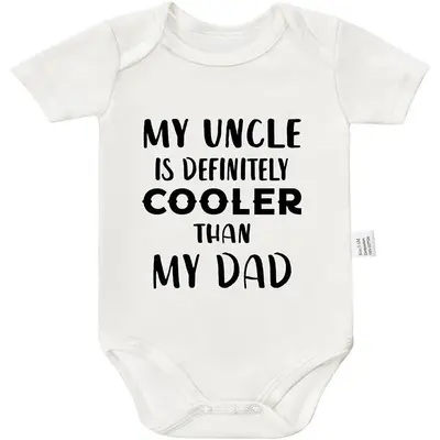 My Uncle is Way Cooler Than My Dad Infant Bodysuit, Funny Baby Shower Outfits, Boys Girls Short Sleeve Clothing
