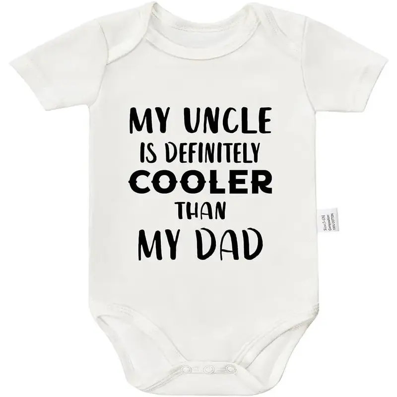 My Uncle is Way Cooler Than My Dad Infant Bodysuit, Funny Baby Shower Outfits, Boys Girls Short Sleeve Clothing