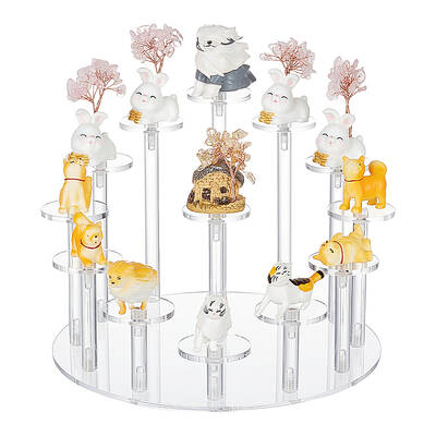 13-Tier Flat Round Acrylic Minifigures Organizer Display Risers