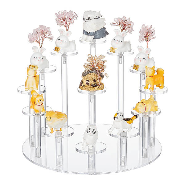 13-Tier Flat Round Acrylic Minifigures Organizer Display Risers
