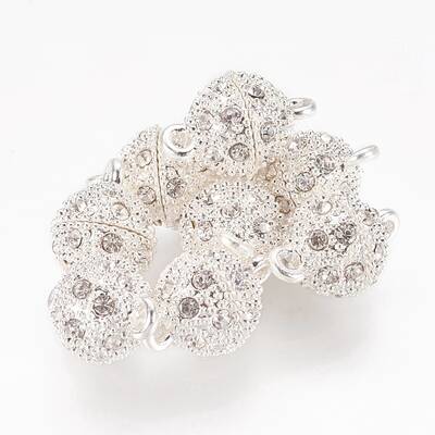 Alloy Rhinestone Magnetic Clasps with Loops