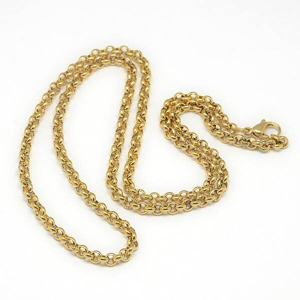 Trendy Unisex 201 Stainless Steel Cross Rolo Chain Necklaces