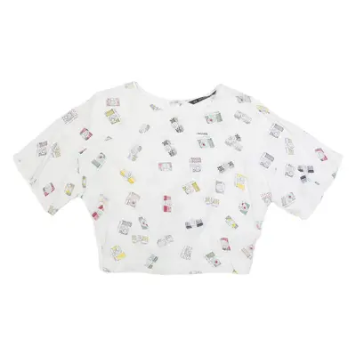 ZARA Womens Printed Blouse White Crazy Pattern S