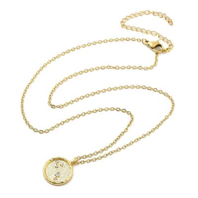 304 Stainless Steel Cubic Zirconia Constellation Flat Round Pendants