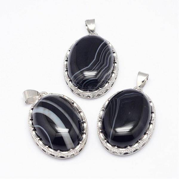 Natural Black Striped Agate/Banded Agate  Pendants