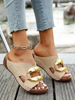 Women's Fashionable Metal Buckle Open Toe Sandals, Casual Comfortable Platform Sandals for Beach Vacation, All-match Commuter...