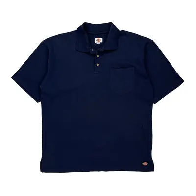 Dickies Polo Shirt - Large Navy Cotton Blend