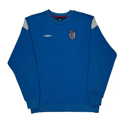 England Umbro Football Sweatshirt - Large Blue Cotton Blend