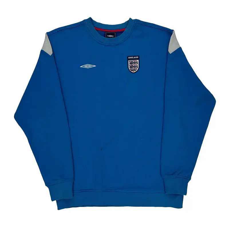 England Umbro Football Sweatshirt - Large Blue Cotton Blend