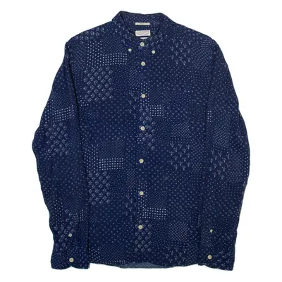 ALL SAINTS Slim Fit Mens Plain Shirt Blue Paisley Long Sleeve S