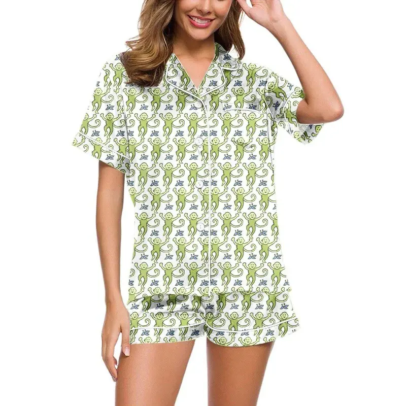 Moon Princess Sailor Guardians Wand Satin Pajama Set For Women Print Comfy Satin Sleepwear & Loungewear Pjs Printing Silky To...