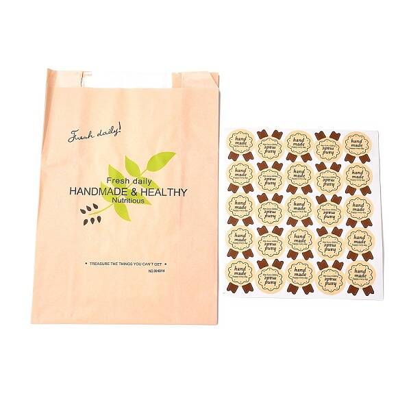 Rectangle with Leaf Pattern Paper Baking Bags