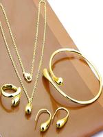 Summer Elegant Fashion Jewelry Set Include Bangle Bracelet & Pendant Necklace & Ring & Earrings, Trendy All-match & Exquisite...