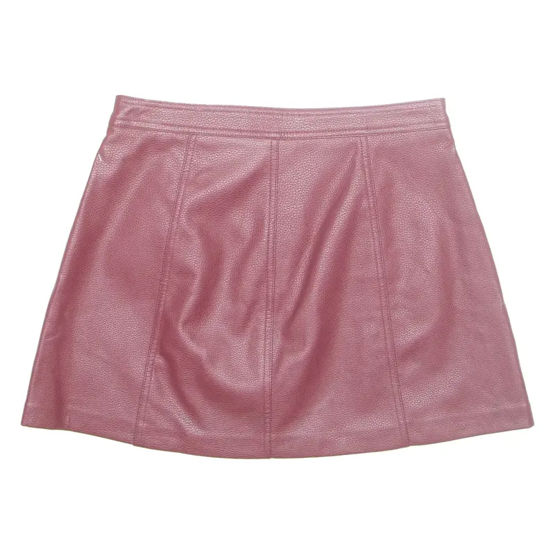 BERSHKA Womens A-Line Skirt Red Short Leather M