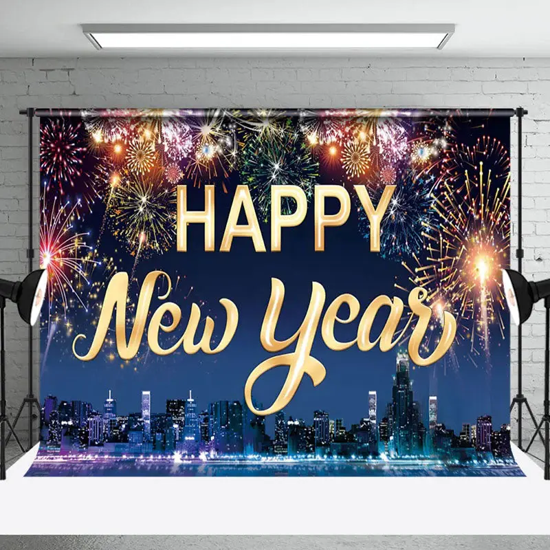 Aperturee City Night Happy New Year 2025 Photography Backdrop - Aperturee
