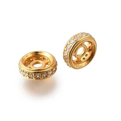 925 Sterling Silver Micro Pave Clear Cubic Zirconia Beads
